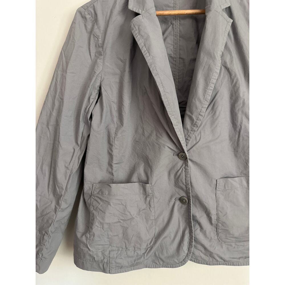 Eileen Fisher Womens M Cotton Poplin Notch Collar Blazer Jacket Gray Career - Picture 2 of 7